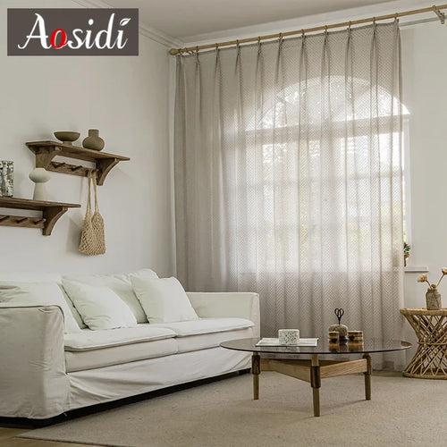 Voilage tulle moderne rayé pour salon chambre fenetre - vue 5 sur 9
