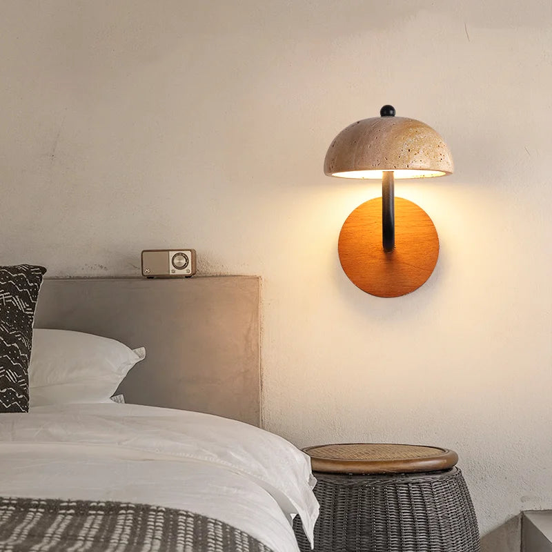 applique murale vintage en pierre naturelle champignon lumineux - vue 5 sur 6
