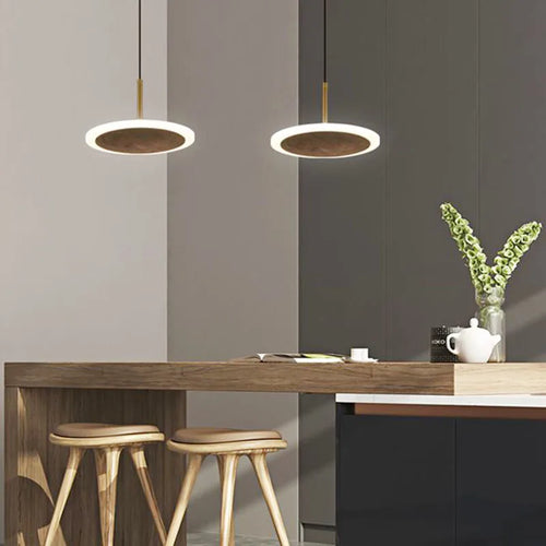 lustre minimaliste en bois massif noyer noir style européen - vue 3 sur 9