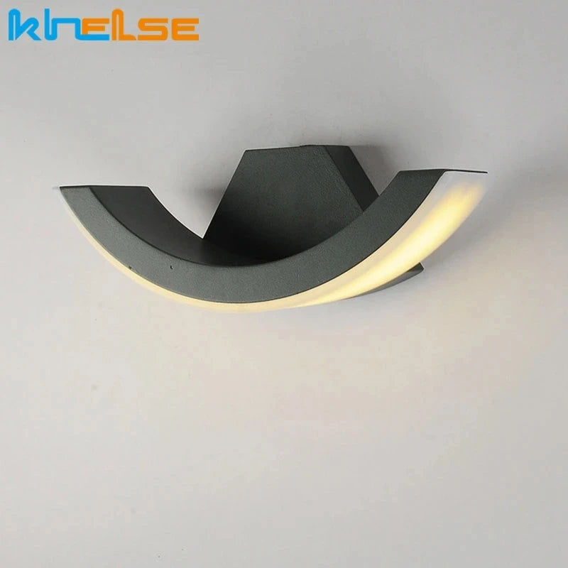 12W/18W Outdoor Garden LED Wall Lamp Balcony Aisle Engineering Villa Wall Light Porch Corridor Waterproof Arc Style Sconce Light - vue 1 sur 8