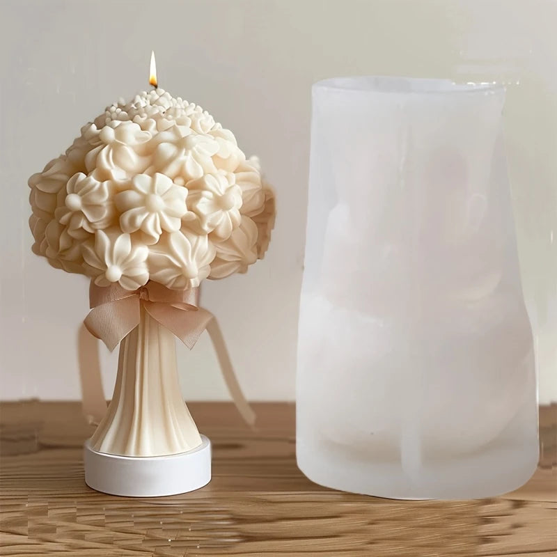 moule en silicone 3d bouquet de roses pour bougie - vue 3 sur 18