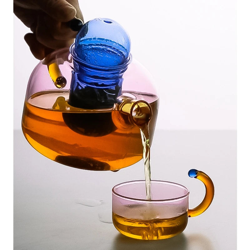 Théière verre résistante chaleur avec filtre style minimaliste - vue 6 sur 6