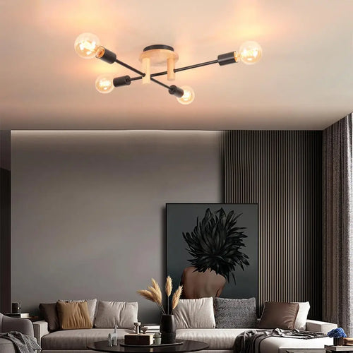 lustre moderne en bois pour décoration intérieure suspendue - vue 5 sur 9