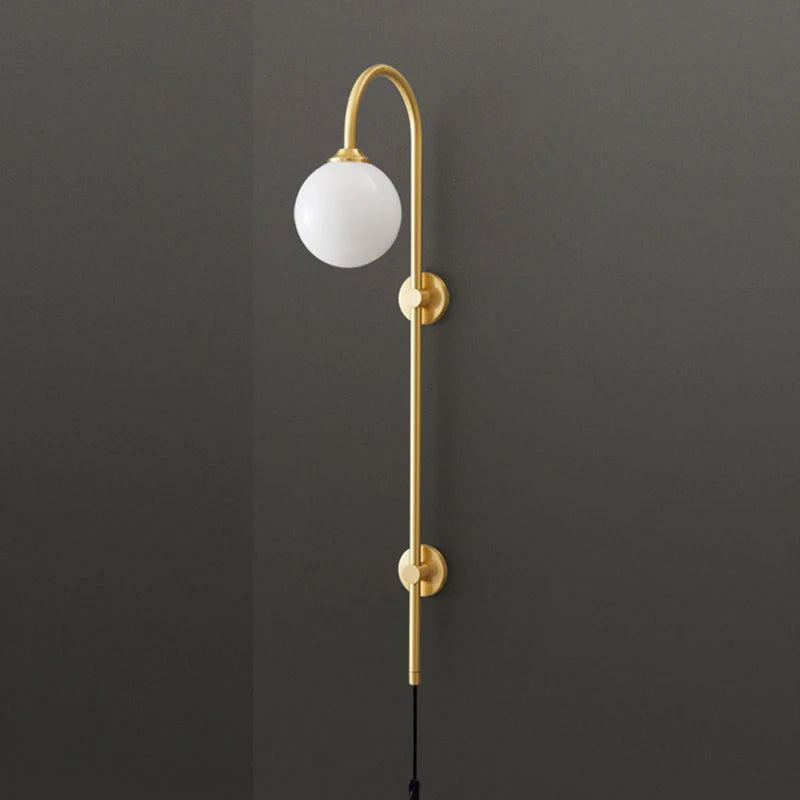 Nordic All Copper Wall Lamp, Bedroom Headboard, Creative Hotel Villa, No Wiring, with Plug, Living Room, Background Wall Lamp - vue 5 sur 7