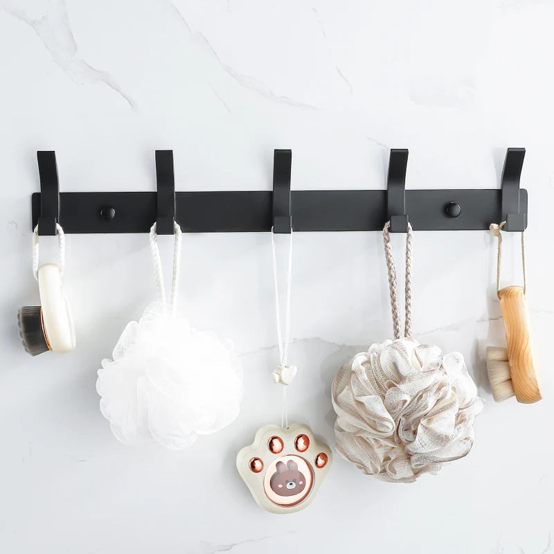 crochets modernes pour porte-serviettes muraux en aluminium noir - vue 4 sur 14