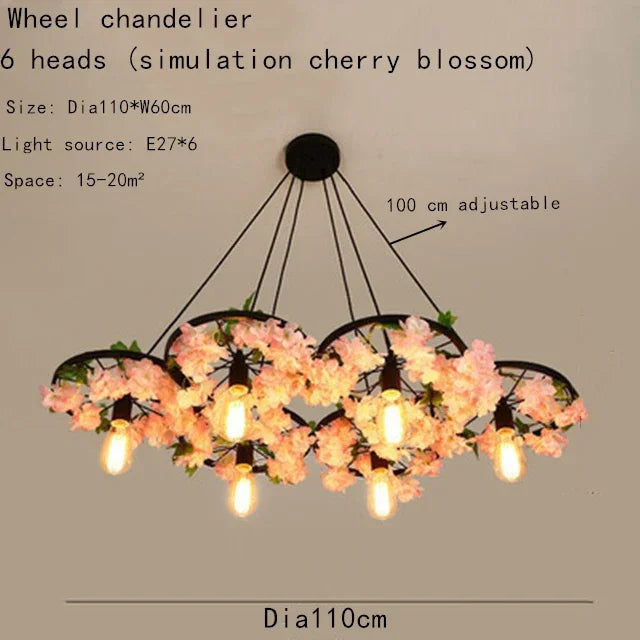 lustre à roues en fleurs de cerisier à têtes multiples pour espaces commerciaux - vue 12 sur 12