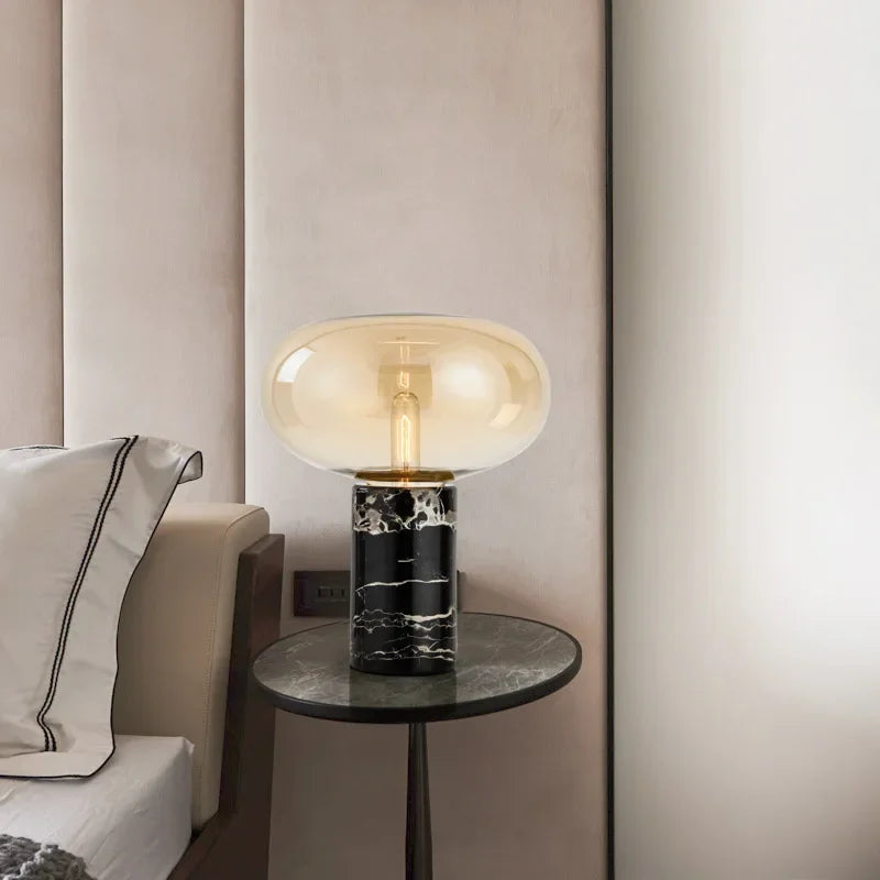 Minimalist Marble Decoration Desk Lamp Glass Desk Light for Bedroom - vue 4 sur 10