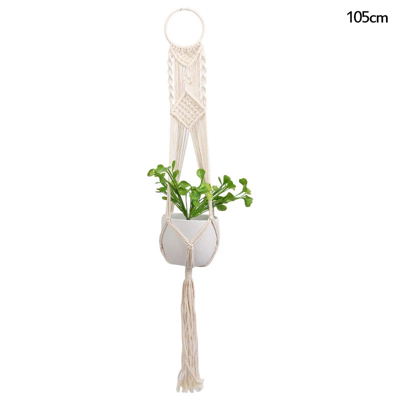 paniers suspendus en macramé pour plantes et décoration - vue 19 sur 19
