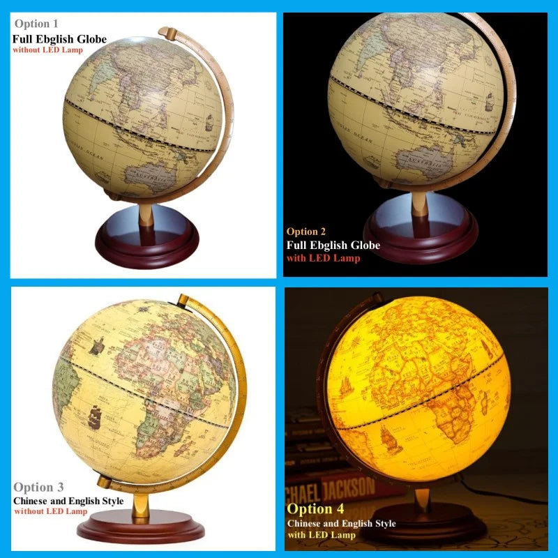 globe terrestre imprimé en hd avec lampe led artisanale 360 degrés - vue 7 sur 10