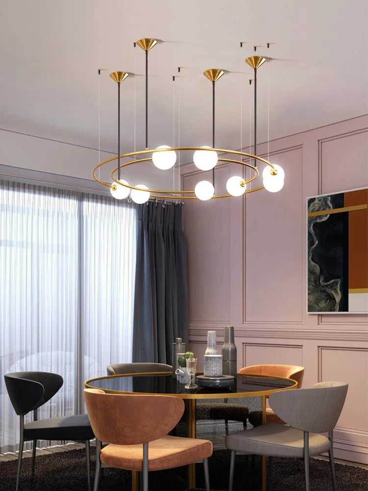 lustre moderne créatif orbite planète en verre led décoration café - vue 1 sur 8