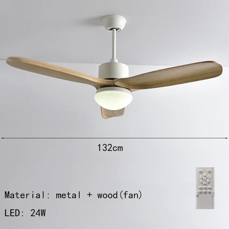 ventilateur de plafond nordique à lumière télécommandée en bois et métal - vue 12 sur 12