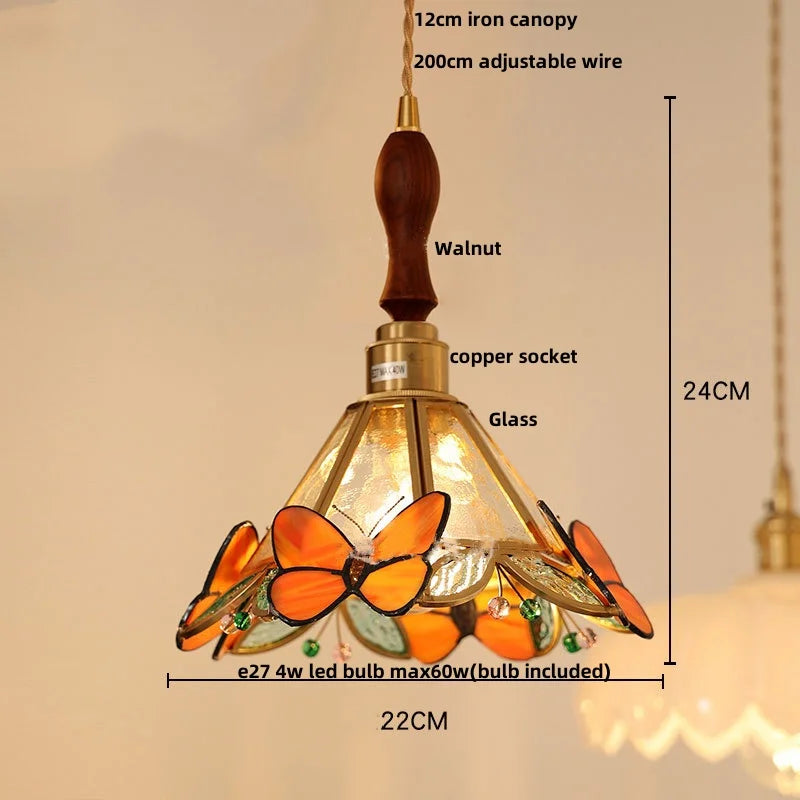 suspension en verre coloré avec fil de bois réglable moderne - vue 22 sur 25