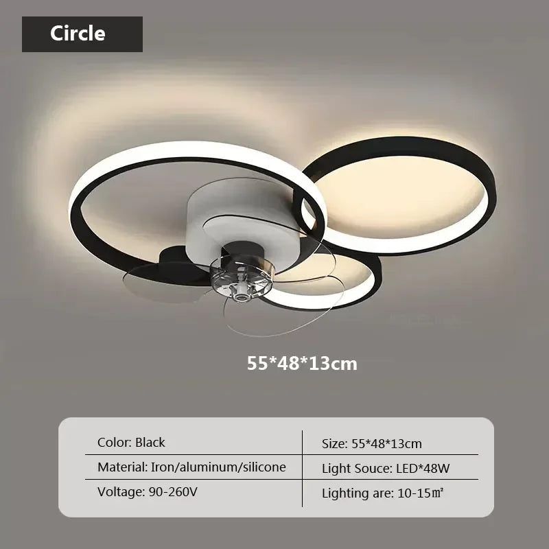 plafonnier led avec ventilateur et télécommande design moderne - vue 8 sur 10