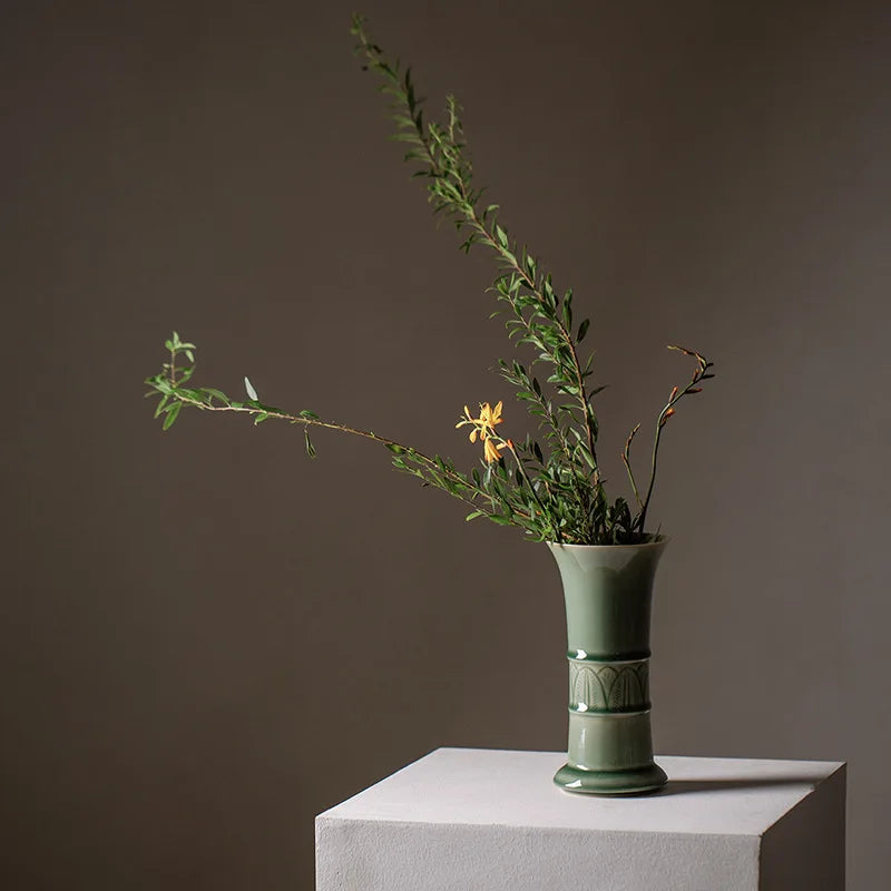 vase en céladon fleur literati décoration créative florale - vue 4 sur 6