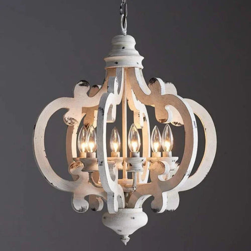 lustre en bois massif style rétro pour une ambiance nostalgique - vue 4 sur 7