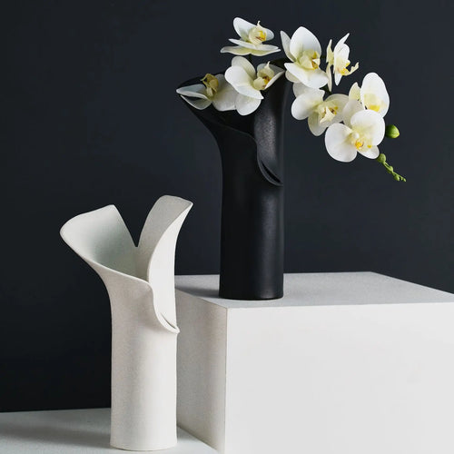 vase en céramique géométrique pour décoration et arrangements floraux - vue 3 sur 8