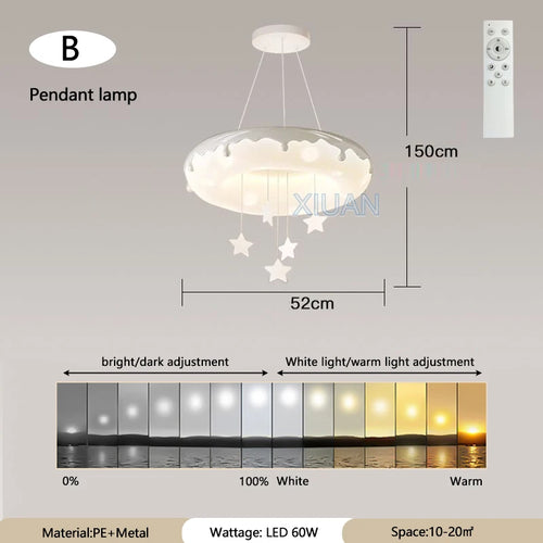 52cm Donuts Pendant Lamp With Remote Control Dimming Children's Room Bubble Ball Chandelier Light Kids Nursery Bedroom Lamp LED - vue 9 sur 12