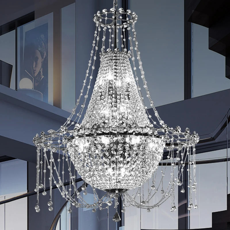 lustre k9 luxe en acier inoxydable led suspension moderne - vue 4 sur 8