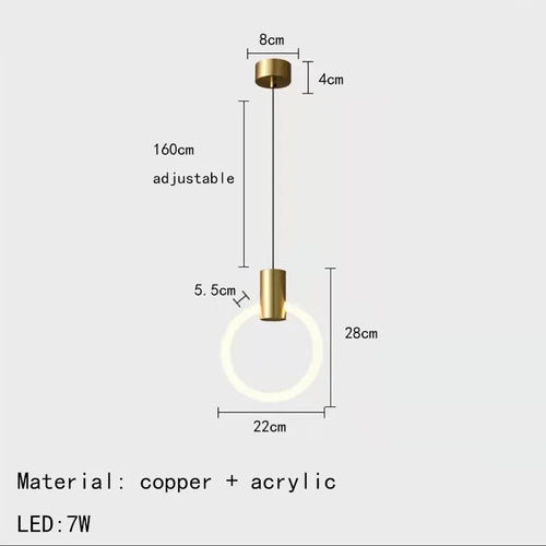 applique murale led moderne en laiton anneau acrylique 3 couleurs gradable
