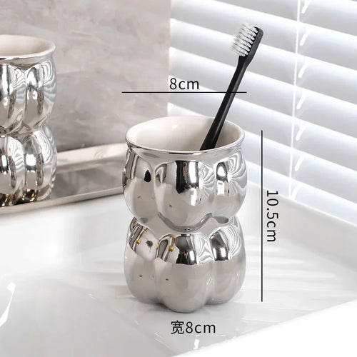 ensemble de décoration luxe en céramique pour salle de bain - vue 6 sur 18