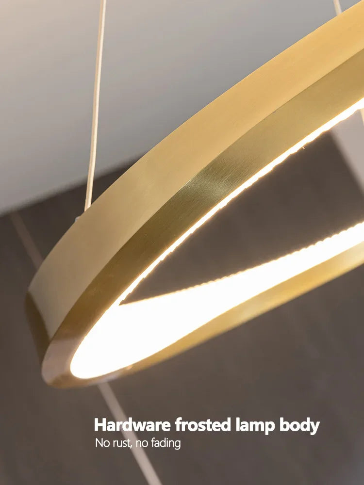 Living room lamps light luxury lamps modern minimalist atmosphere minimalist circle combination hall Italian ring chandelier - vue 5 sur 12