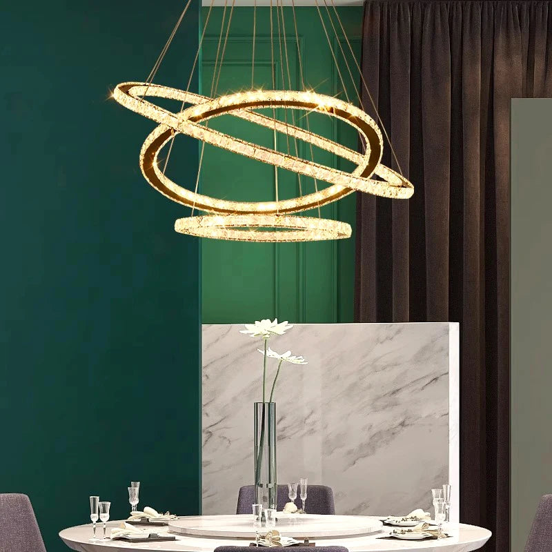 lustre moderne en cristal éclairage intérieur led suspendu - vue 6 sur 12