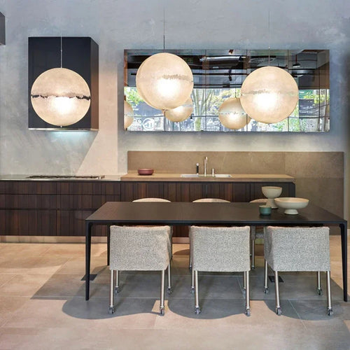 lustre style design italien led haut de gamme forme lune - vue 4 sur 13
