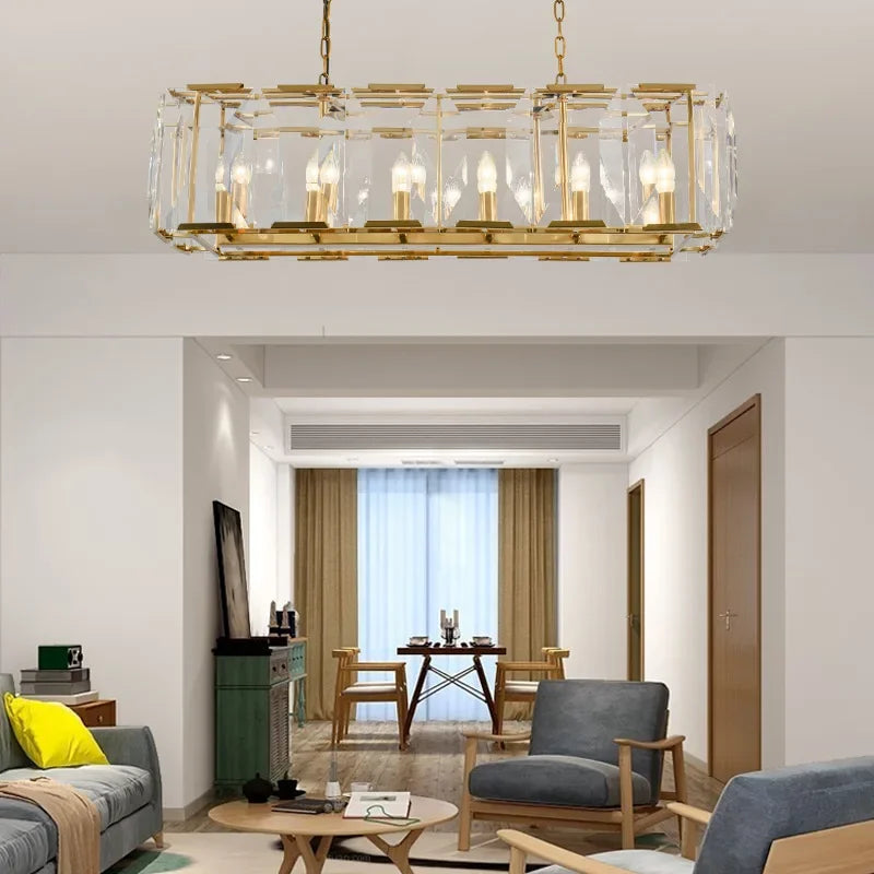 lustre en cristal de luxe moderne design éclairage suspendu - vue 5 sur 14