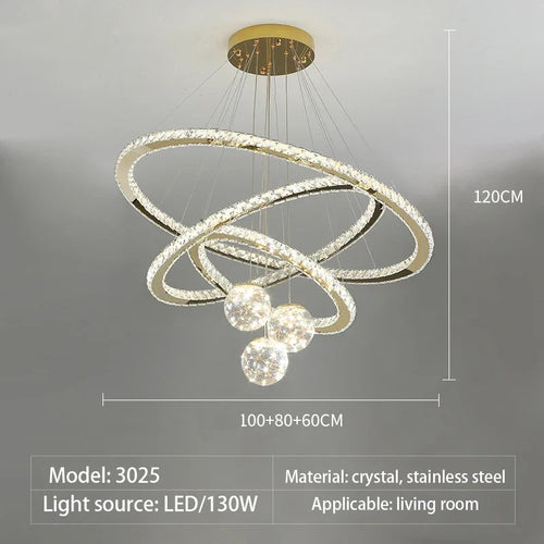 lustre moderne en cristal à led avec finition dorée étoile - vue 10 sur 13