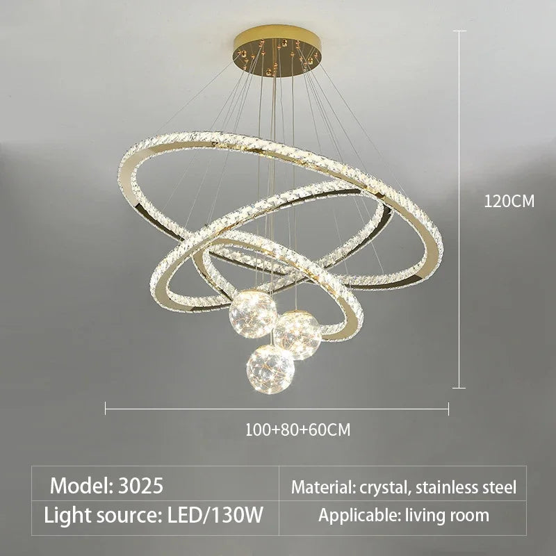 lustre moderne en cristal à led avec finition dorée étoile - vue 9 sur 13