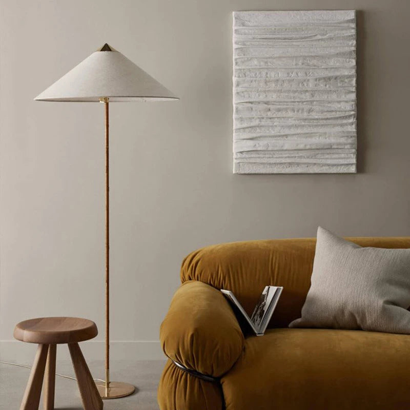 lampadaire led moderne nordique tissé à la main en bambou rotin - vue 4 sur 8