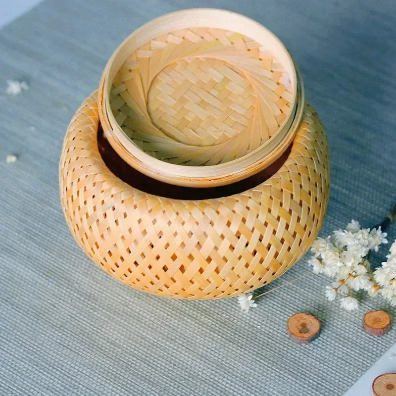 panier en rotin tissé à la main pour rangement et décoration - vue 5 sur 7