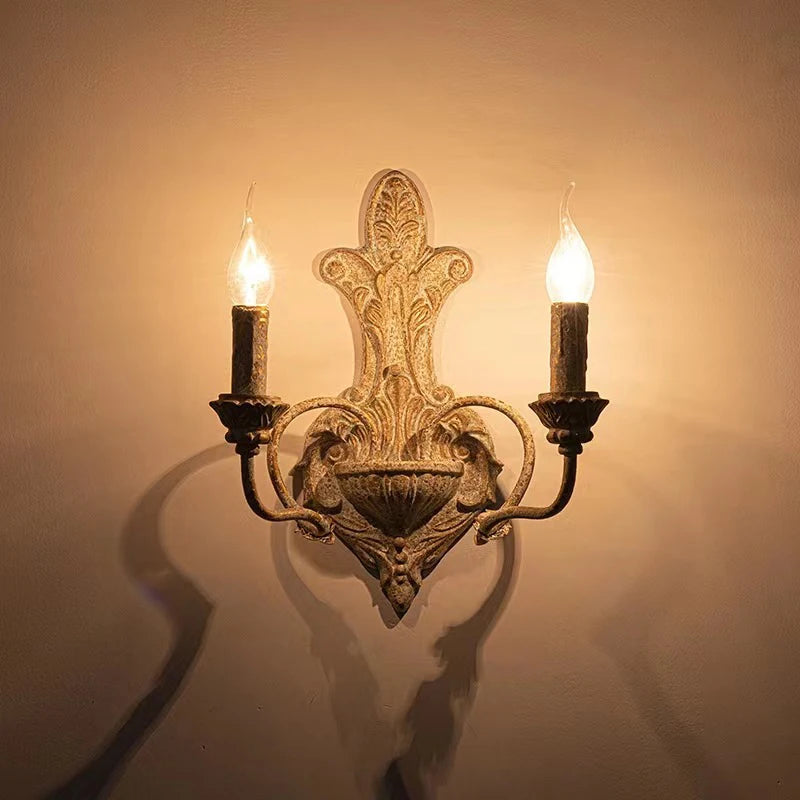 applique murale double tête en fer antique rétro américain - vue 3 sur 6