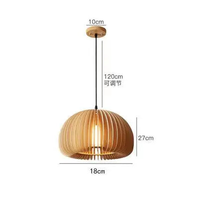 lustre en bois japonais style nordique rétro citrouille pour intérieur - vue 11 sur 11