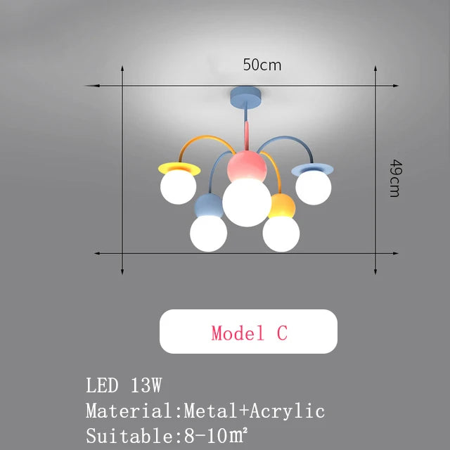 lustre nordique pour enfants dessin animé led suspension