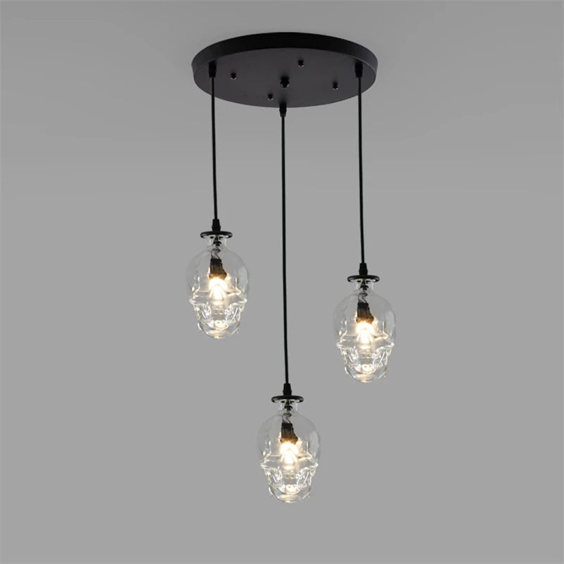 suspension loft américain rétro led crâne bouteille vin décoration café - vue 3 sur 9