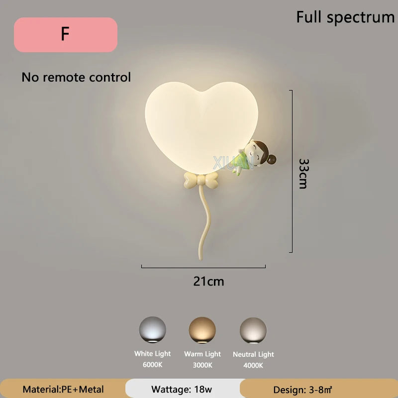 applique murale led romantique couronne coeur nuage pour enfants - vue 12 sur 12