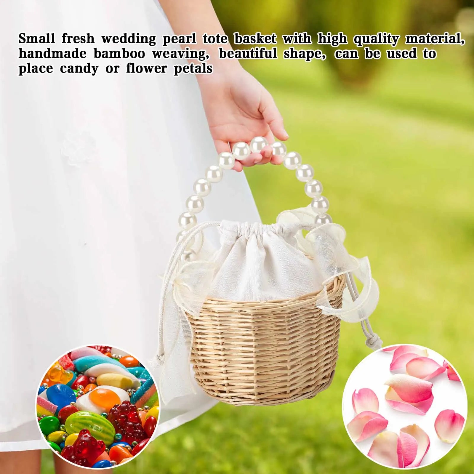 panier à fleurs en rotin pour mariage et décoration festive - vue 3 sur 7