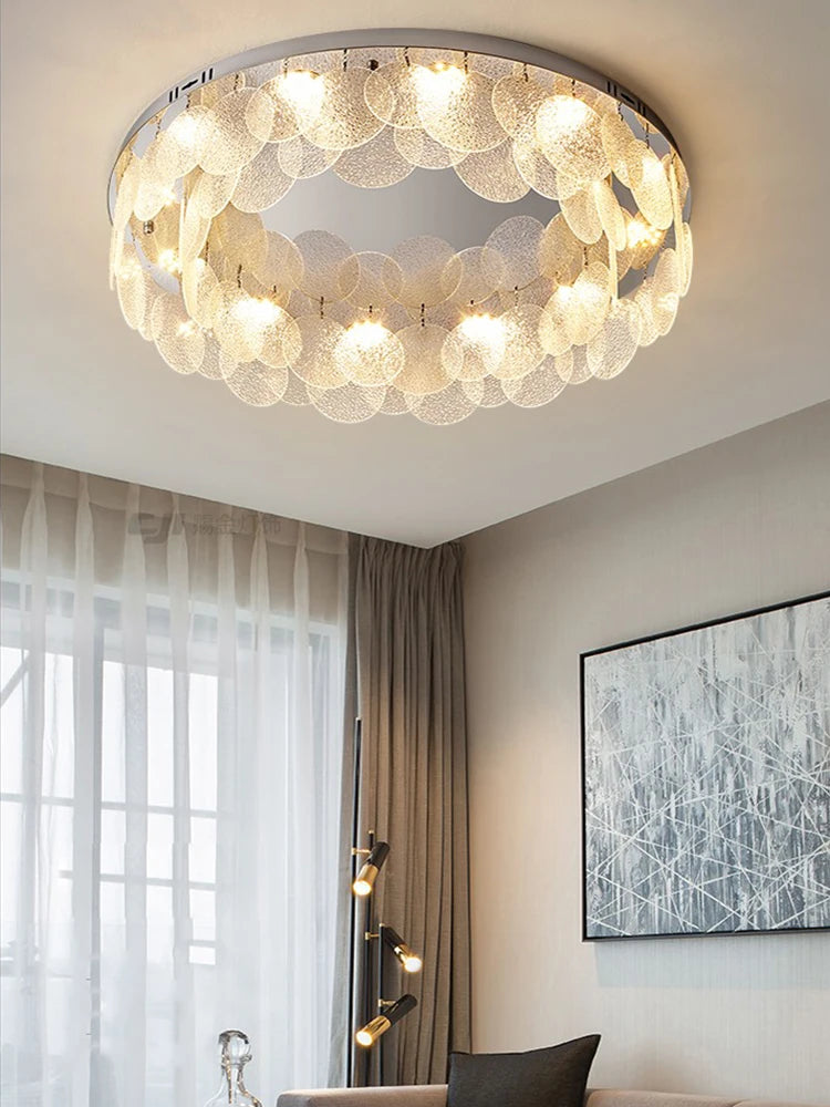 plafonnier rond en verre led luxe moderne - vue 2 sur 10