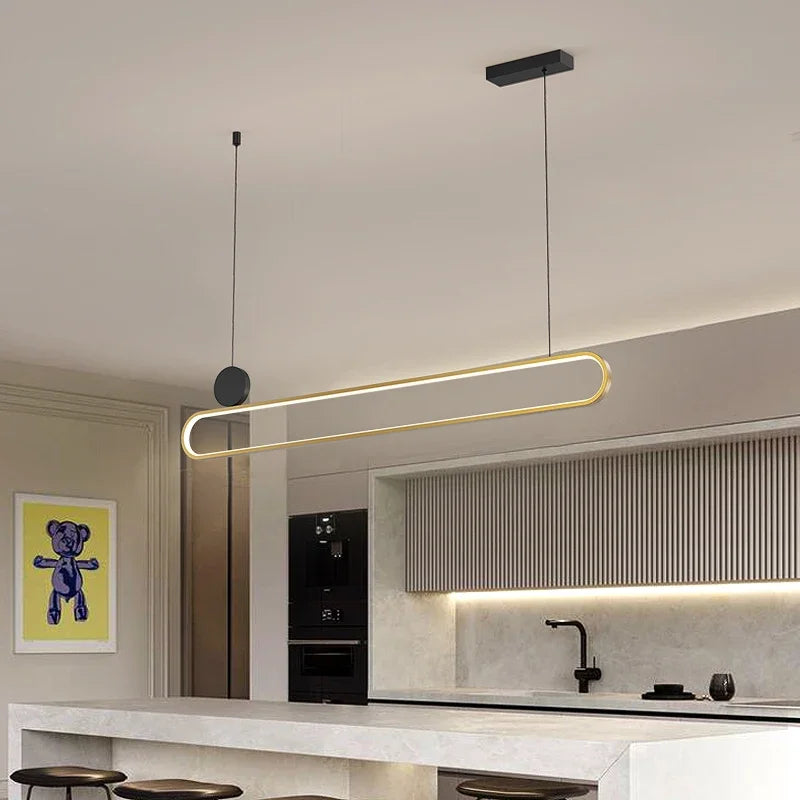 Modern and simple LED dining room chandelier, Nordic gold living room, kitchen lights, bar, meeting room decorative lighting - vue 6 sur 16