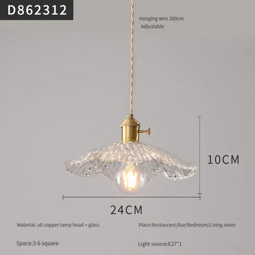 suspension moderne en laiton avec abat-jour rustique en verre de noyer - vue 26 sur 30