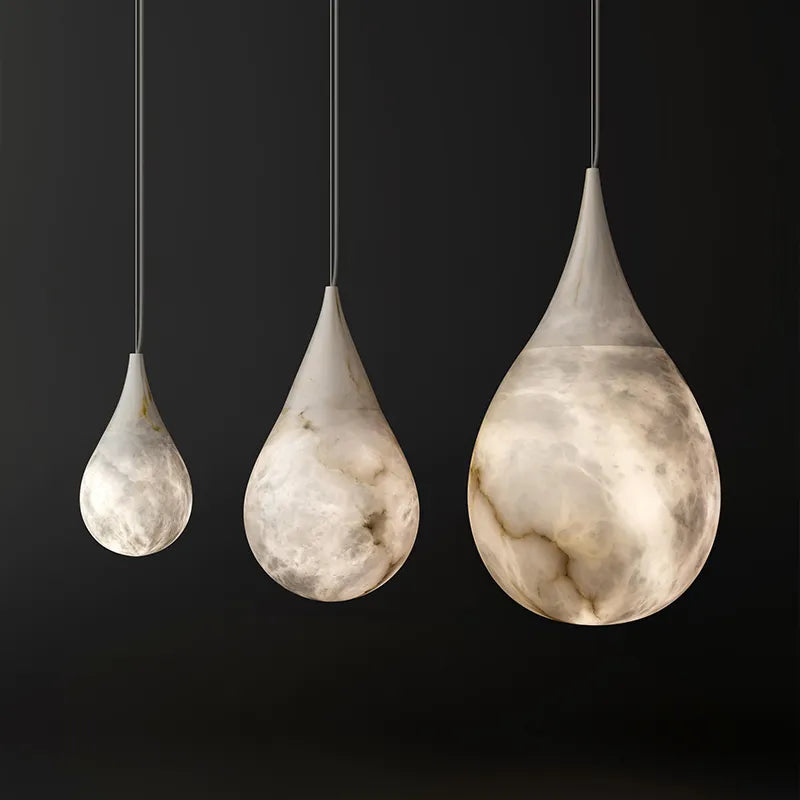 Design américain postmoderne albâtre goutte de pluie suspension éclairage style minimaliste éclairage pour chambres et restaurants - vue 6 sur 8