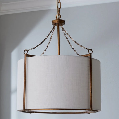 Lustre vintage en tissu ombre style lanterne - vue 2 sur 5