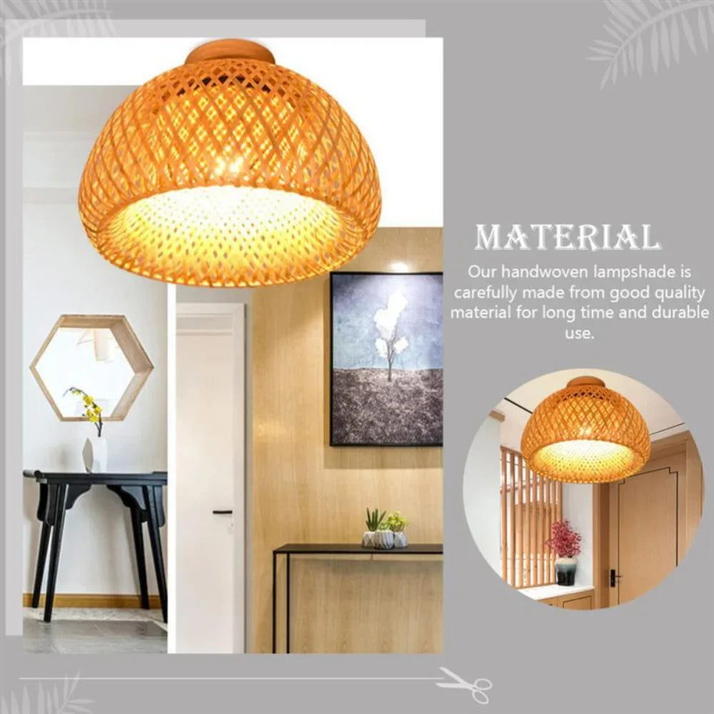 30 rotin osier plafonnier suspension abat-jour maison chambre décor Lustre bambou bois Art suspendu Lustre Luminaire - vue 6 sur 7