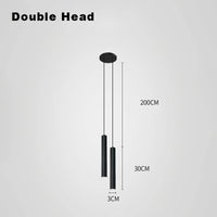 Moderne nordique suspension LED lampe Double tête suspension salle à manger 2m lampe suspendue tuyau Decora cylindre tuyau ligne lustre