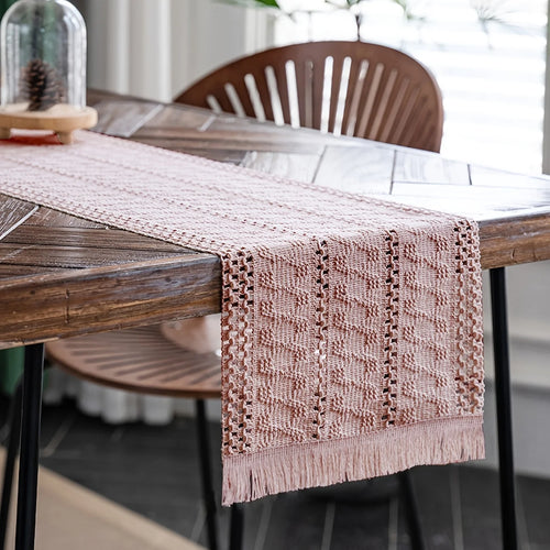Chemin de table brodé style français franges déco