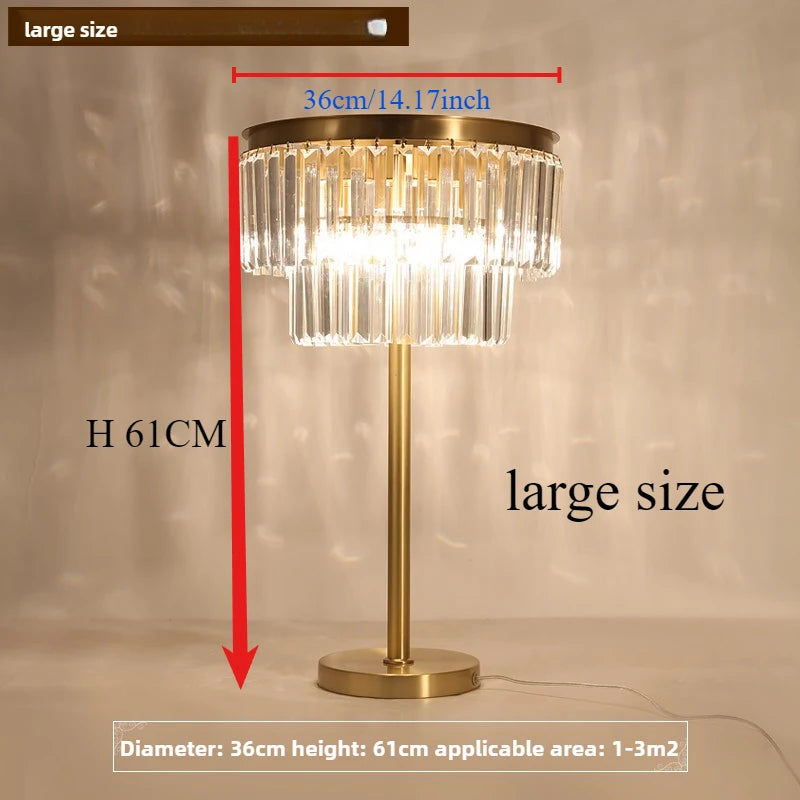 lampe de bureau en cristal de cuivre design moderne luxe - vue 8 sur 9