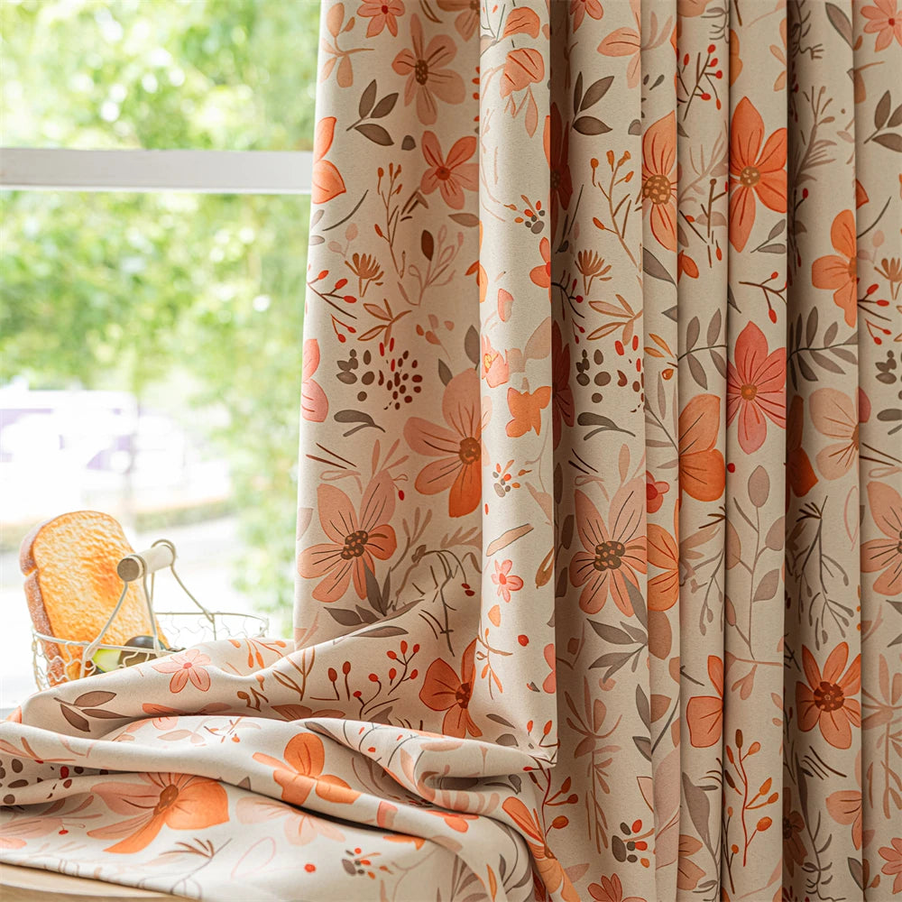 Rideau occultant motif floral moderne pour salon chambre - vue 1 sur 7
