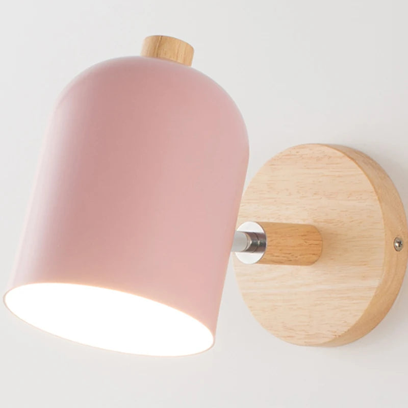 applique murale nordique moderne rotative led en fer et bois