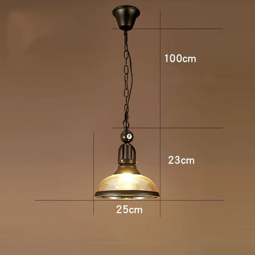 lustre vintage industriel en forme de boule de billard avec abat-jour en verre - vue 7 sur 9